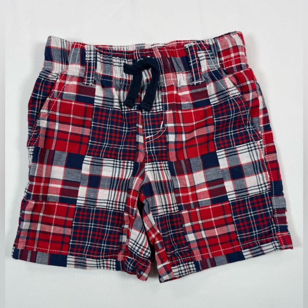GYMBOREE Boys Madras Patchwork Shorts 2T 18 OT Summer 1 Americana Preppy Classic
